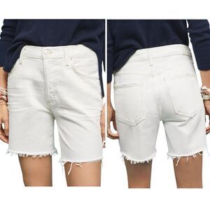 Citizen of Humanity Loose Fit Bailey Shorts White Button Fly Cotton Frayed 30
